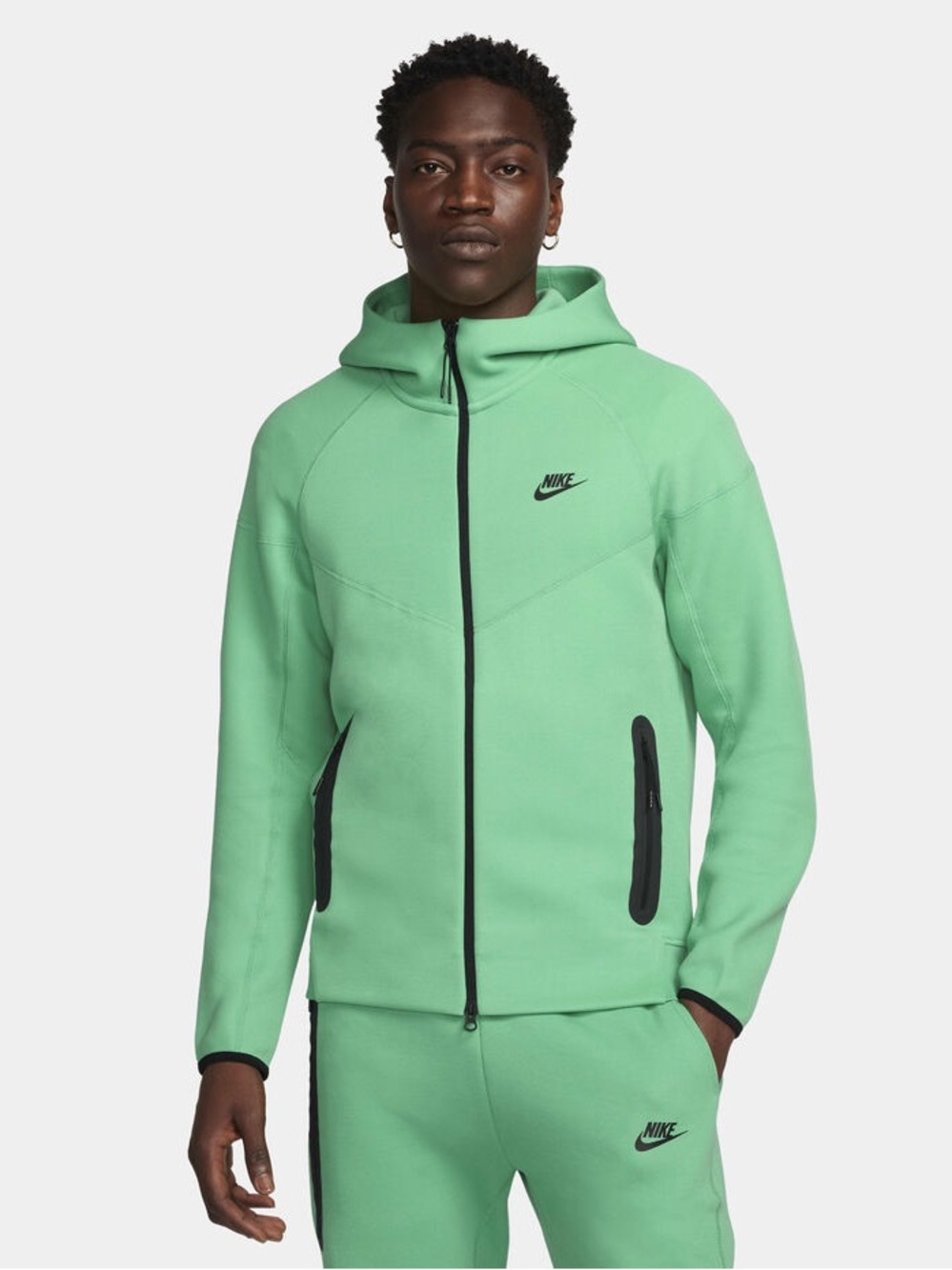 Nike Tech Men’s Green Full-Zip Performance Hoodie Jacket FB7921-363 Size Large L